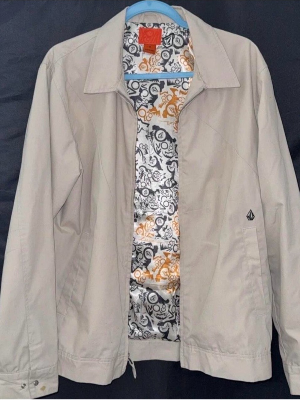 Volcom Light Beige Shirt Jacket with Graphic Lining
